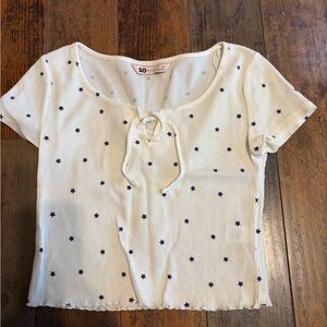 Women’s SO white with stars crop top size medium